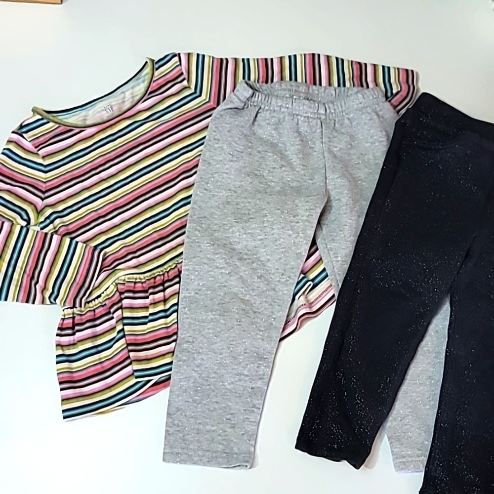 5/$30 GAP CARTER'S JUMPING BEANS Stripes Long Sleeve Glitter Sparkle Pan…